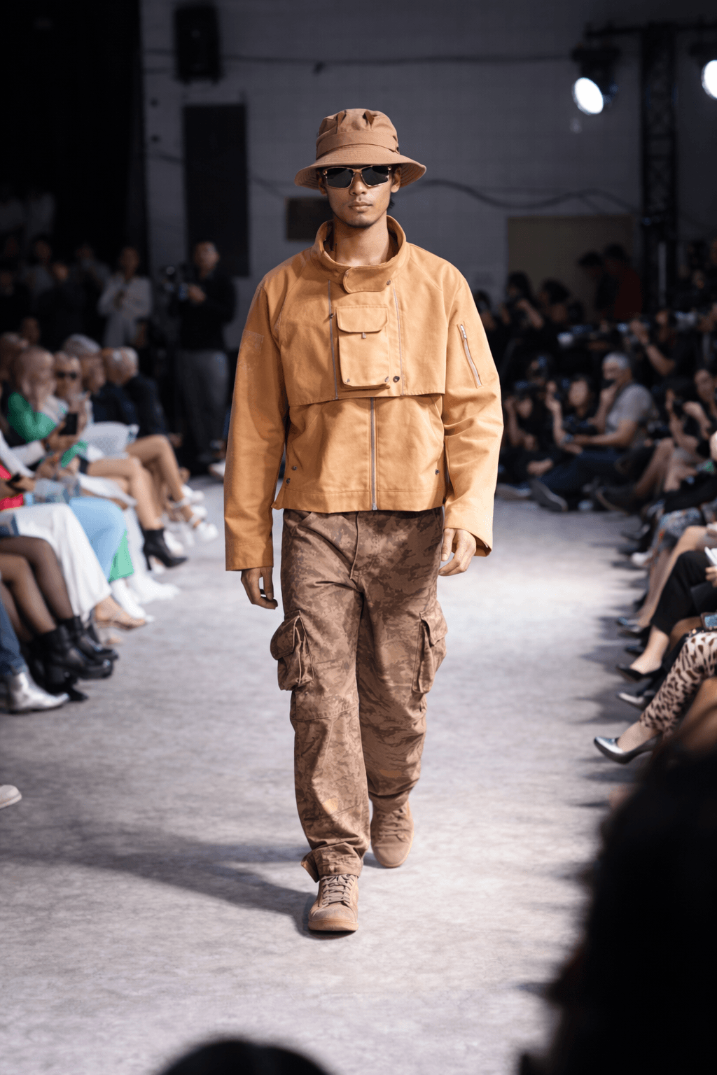 Tan utility wear and bucket hat