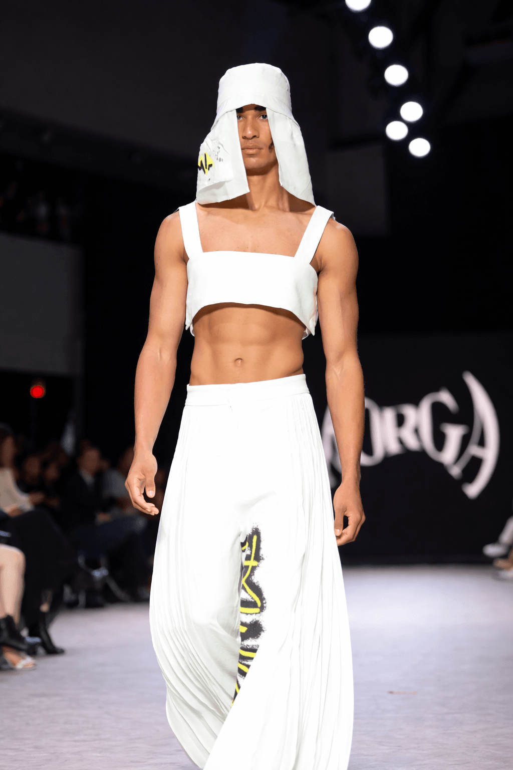 Pleated menswear couture