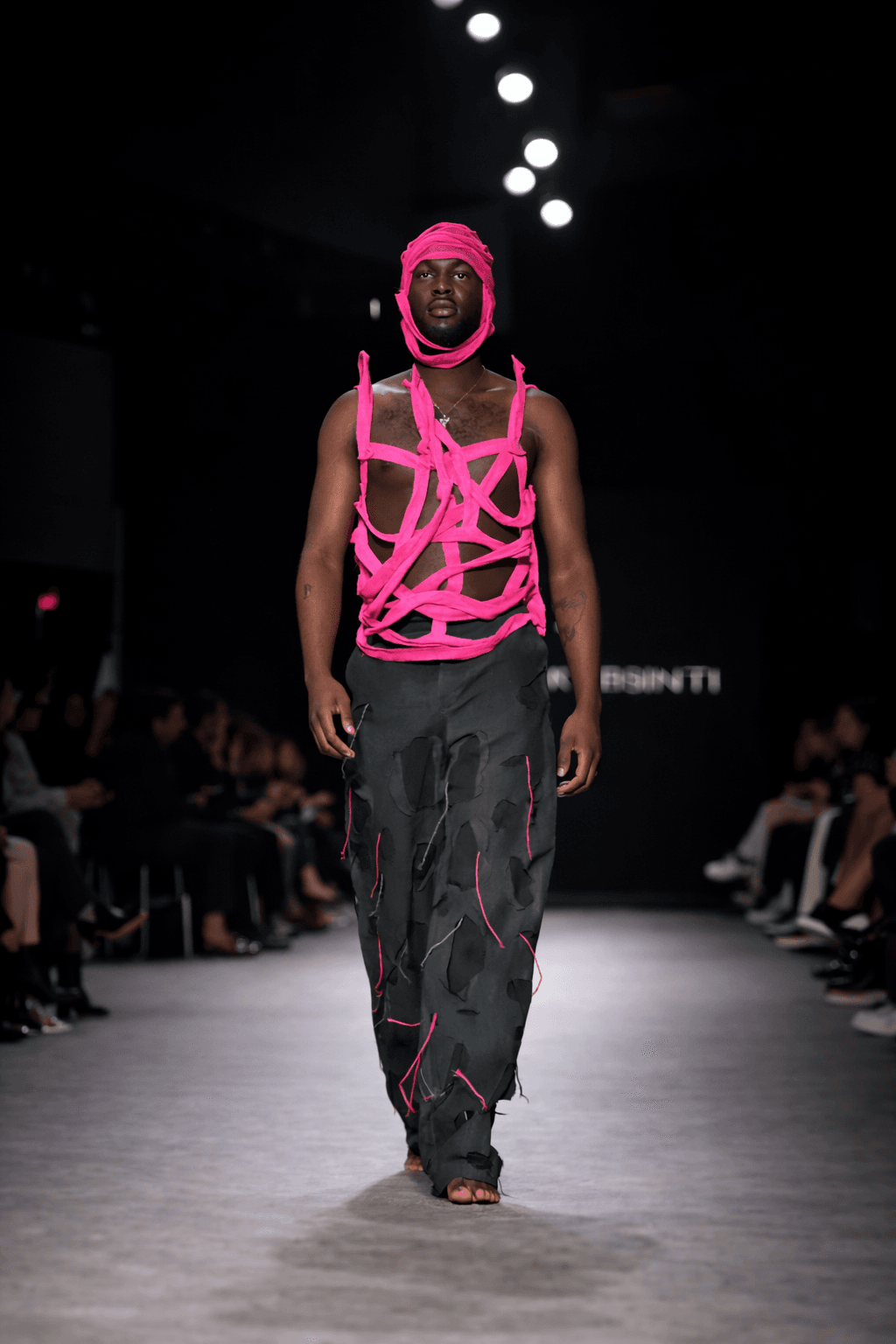 Avant-garde pink harness menswear