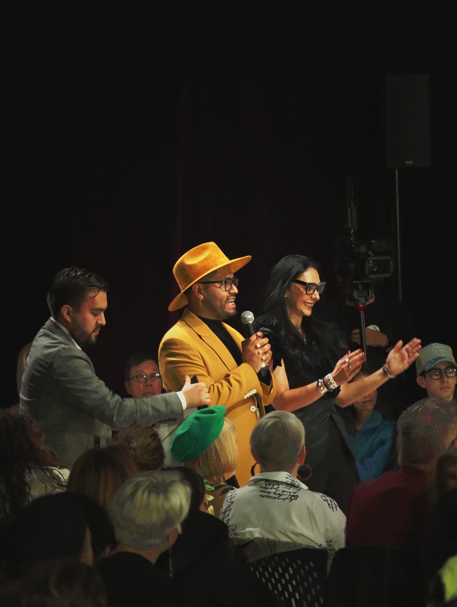High fidelity close-up side profile of a runway model showcasing skin texture and lighting